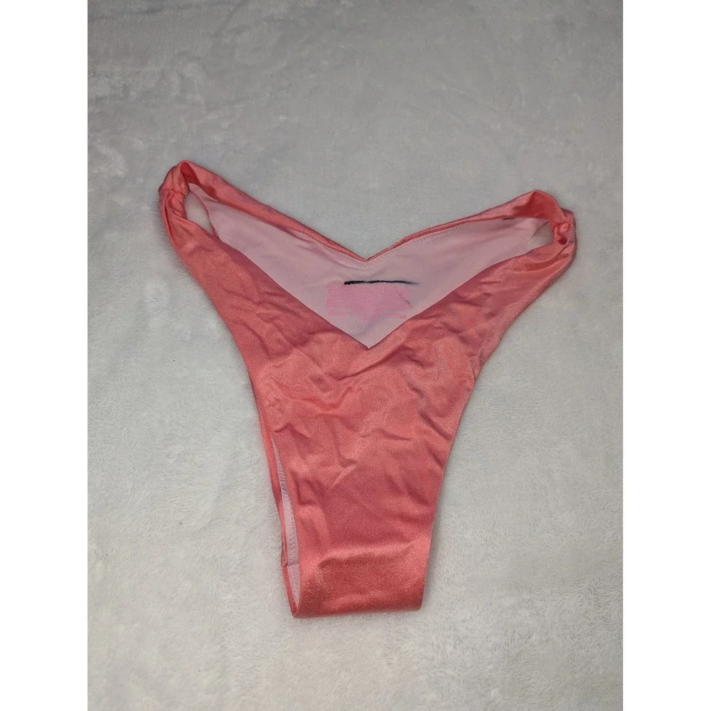 Victoria's Secret Pink Shimmer‎ V-Front High Cut Brazilian Bikini Bottom Medium
